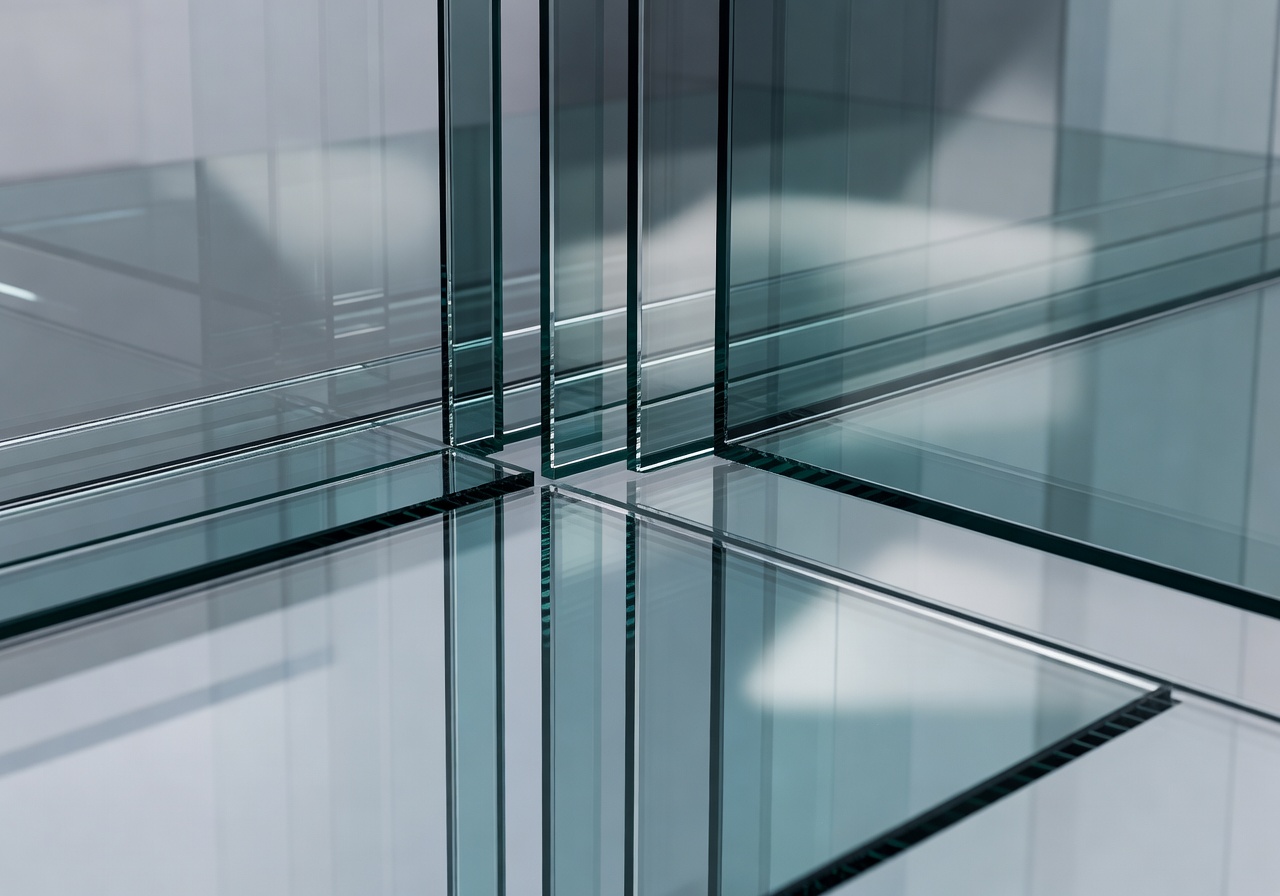 Triple glazed smart glass detail showing reflections